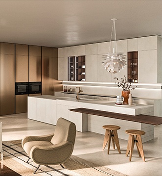 Snaidero Elementi White ceramic kitchen in Marbella with island