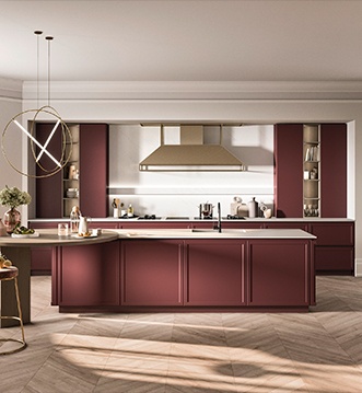 Snaidero Frame red lacquer kitchen in Marbella with island