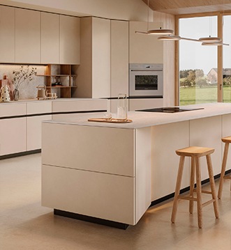 Snaidero Orbita Ivory Stone ceramic worktop detail